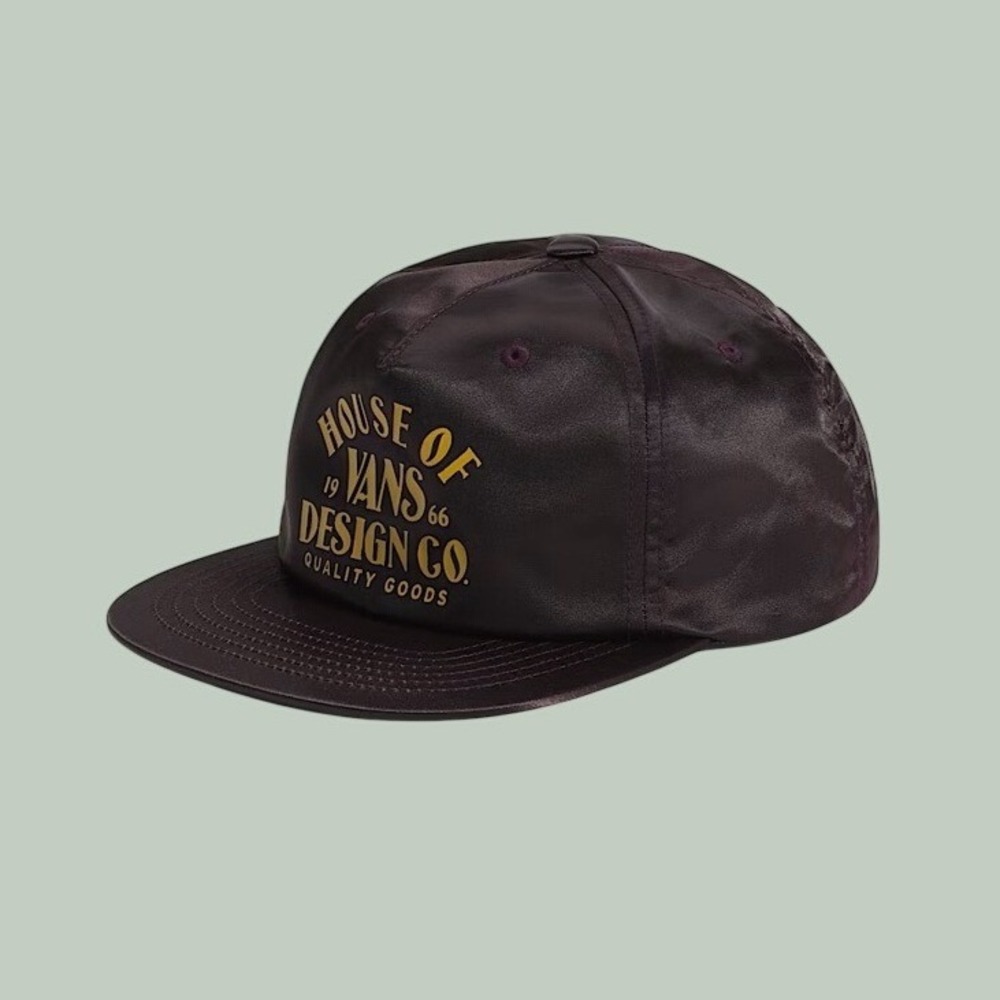 Vans House of Vans Design Co Burgundy Satin Gold Snapback Hat Size OS NEW